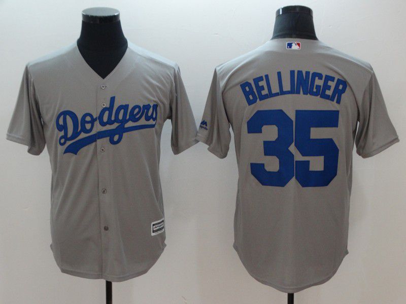 Men Los Angeles Dodgers #35 Bellinger Grey Game MLB Jerseys->los angeles dodgers->MLB Jersey